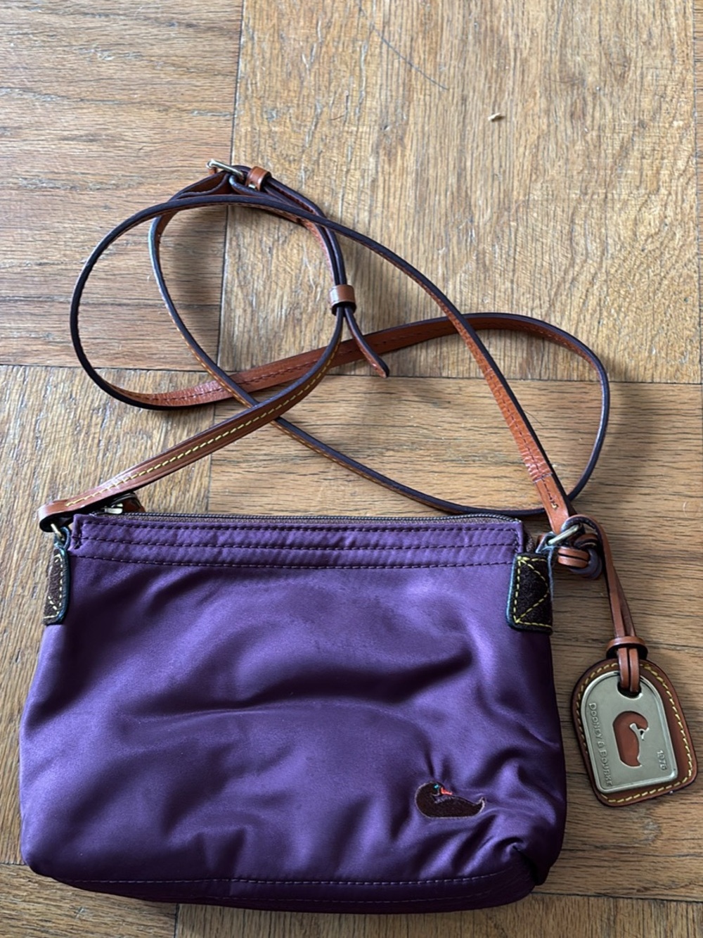 Dooney & Bourke Plum Crossbody with Leather Trim